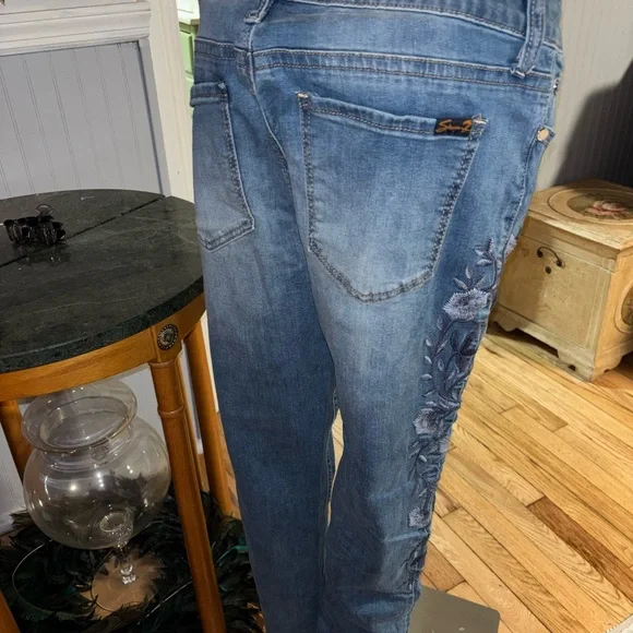 Seven7 Skinny Jeans Size 12 Embroidered Floral - Picture 5 of 8